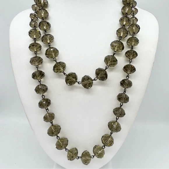 Kenneth Cole Smoky Quartz Faceted Beaded Necklace Strand 42” - Picture 1 of 3